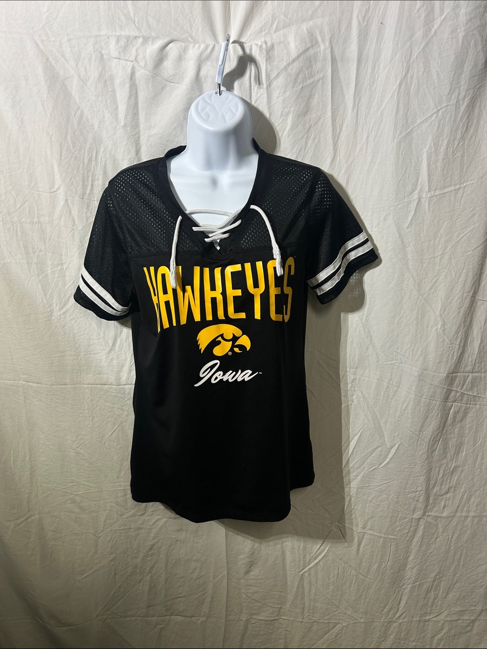 Rivalry Threads Black and Yellow Hawkeyes Lace-Up V-Neck Jersey